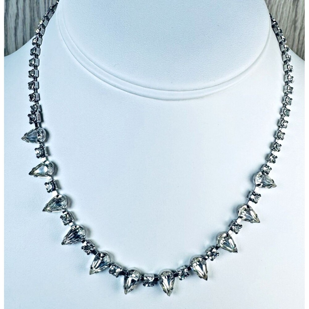 Vintage Weiss Signed Australian Crystal Necklace 16" Stones Prong Set STUNNING